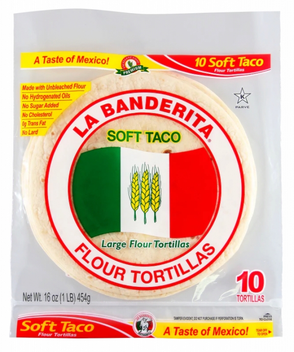 La Banderita Tortillas Soft Taco 10 Pack 454g