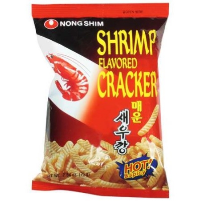 Nong Shim Hot & Spicy Shrimp Flavoured Crackers 75g