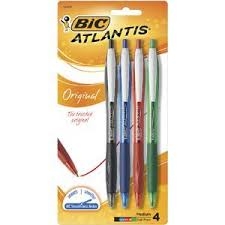 Bic Pen Atlantis Retractable Assorted 4 Pack