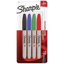 Sharpie Permanent Markers Fine Assorted Colours 4 Pack