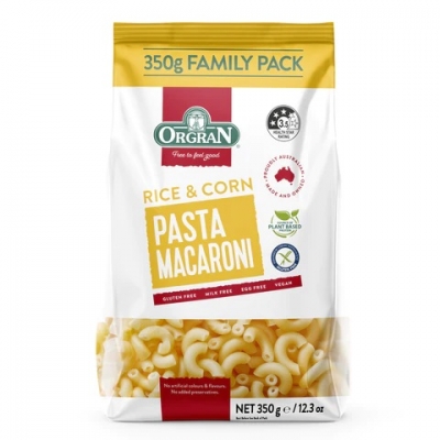 Orgran Rice & Corn Pasta Macaroni Gluten Free 350g