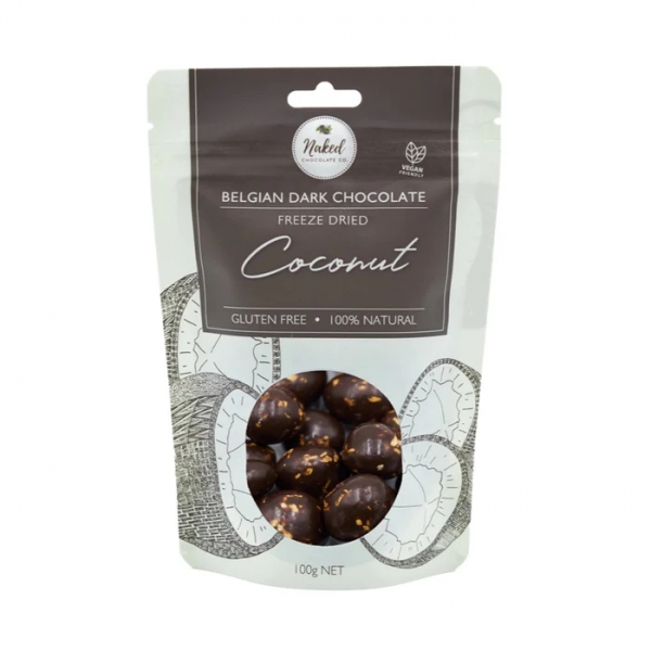 Naked Chocolate Co Freeze Dried Coconut Dark Choc 100g