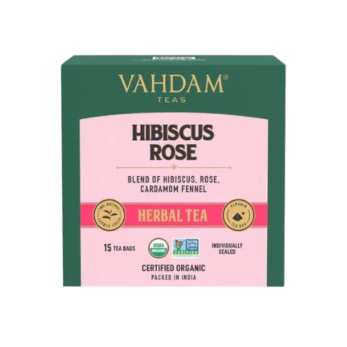 Vahdam Tea Bags Hibiscus Rose 15 Pack 30g