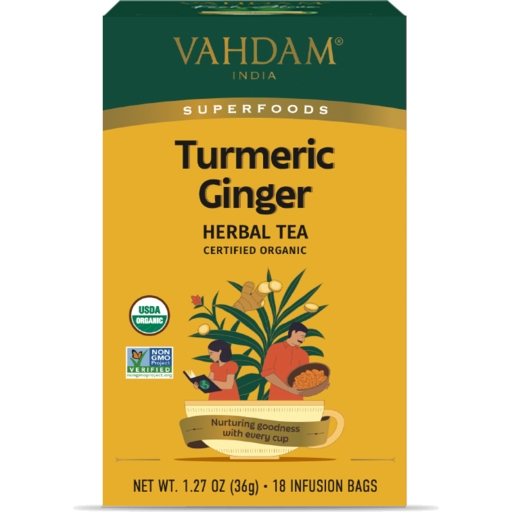 Vahdam Tea Bags Turmeric Ginger 18 Pack 36g