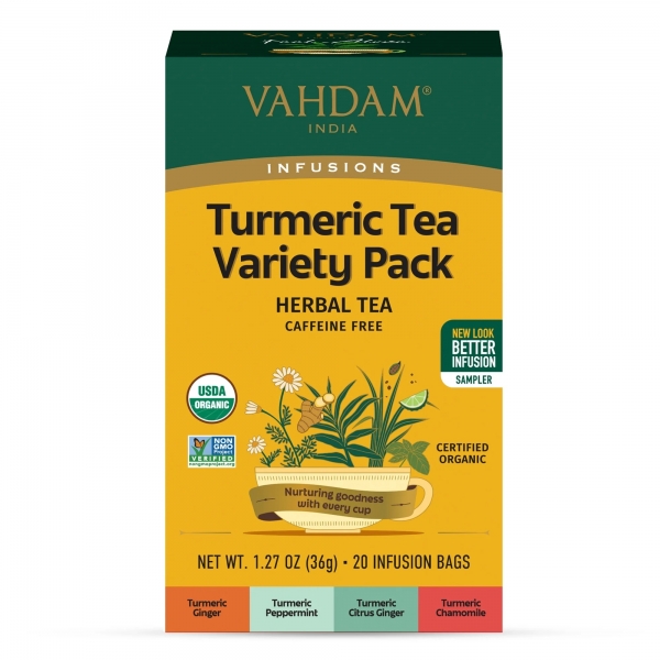 Vahdam Tea Bags Turmeric Tea Variety Pack 20 Pack