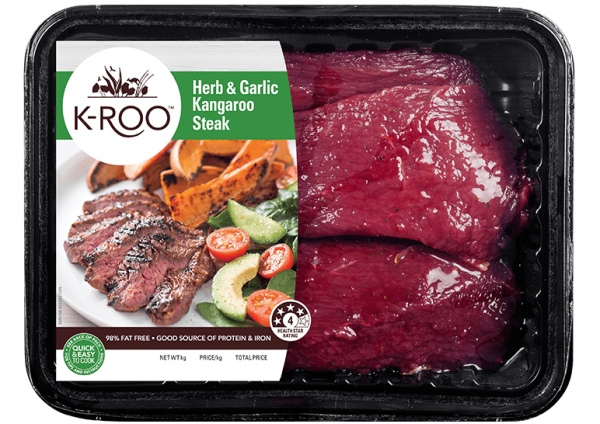 K-Roo Kangaroo Herb & Garlic Marinated Steak 500g