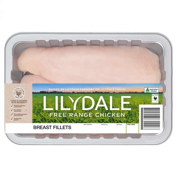 Lilydale Free Range Chicken Breast Fillets Large 1kg