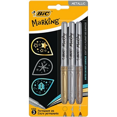 Bic Permanent Markers Metallic Fine 3 Pack