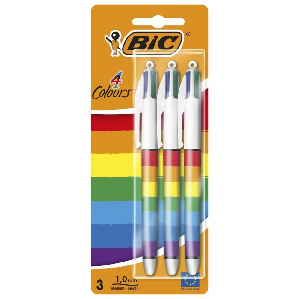 BIC 4 Colours Pen Rainbow 3 Pack