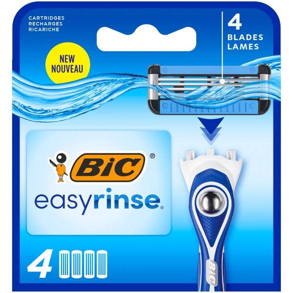 BIC EasyRinse Anti-Clogging Men's Razor Refills 4 Pack