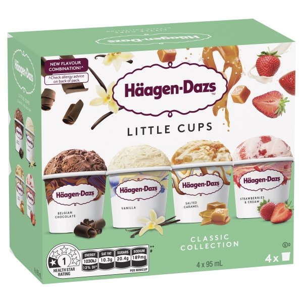 Haagen-Dazs Little Cups Classic Collection 4 Pack x 95ml