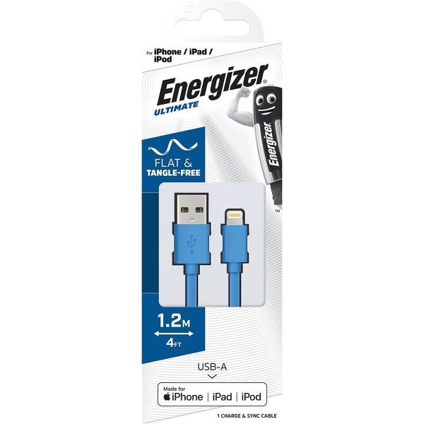 Energizer iPhone (Lightning) Flat Cable Blue 1.2m