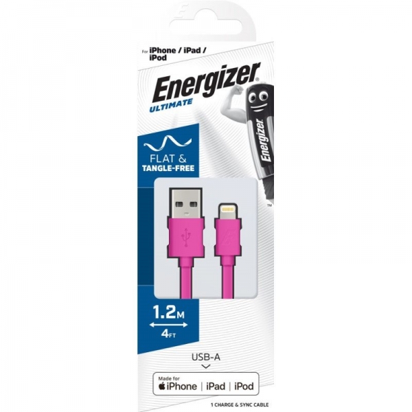 Energizer Iphone Lightning Flat Cable Pink 1.2m