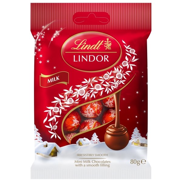 Lindt Lindor Mini Baubles Milk Chocolate Bag 80g 