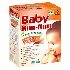 Baby Mum Mum Organic Rice Rusk Sweet Potato & Carrot 12+ Months 36g