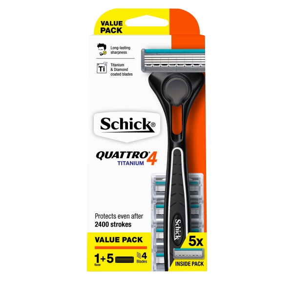 Schick Quattro4 Razor + 5 Cartridges