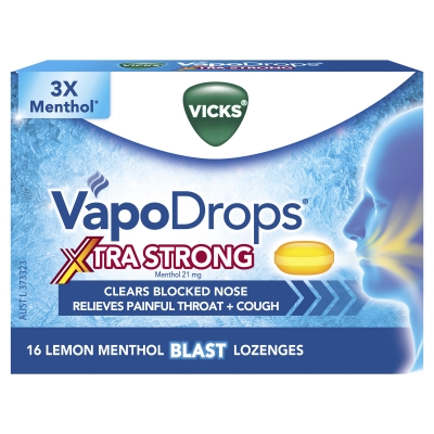 Vicks Vapo Drops Extra Strong Lemon Menthol 16 Pack