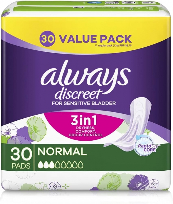 Always Discreet Normal Incontinence Pads 30 Pack