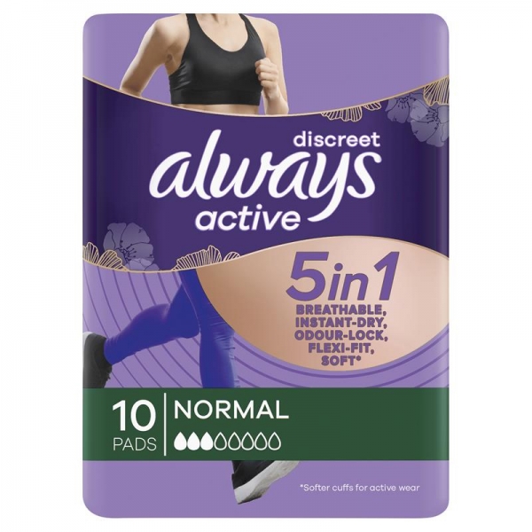 Always Discreet Active Pads Normal 10 Pack