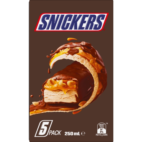 Snickers Frozen Dessert Bar 5 Pack 250ml