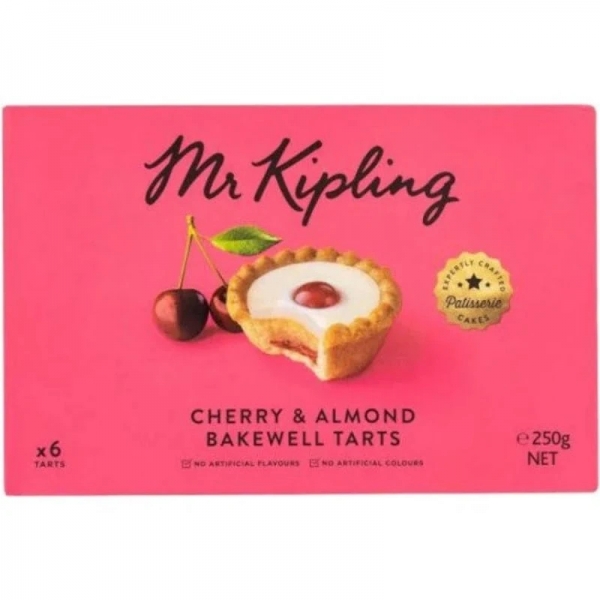 Mr Kipling Cherry & Almond Bakewell Tarts 6 Pack 250g