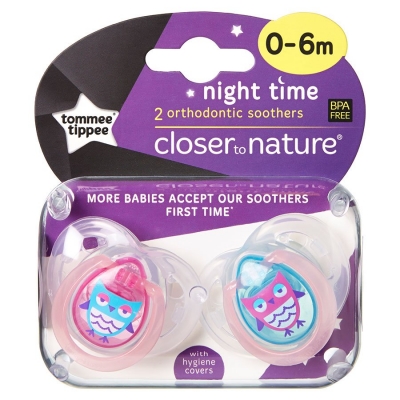 Closer To Nature Soother Night Time 0-6mth 2 Pack