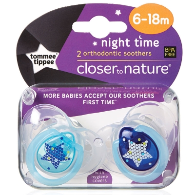 Closer to Nature Soother Night Time 6-18 Months 2 Pack