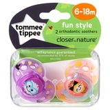 Tommee Tippee Closer to Nature Soothers Fun Style 6-18 Months 2 Pack