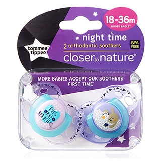 Tommee Tippee Closer to Nature Night Time Soothers 18-36m 2 Pack