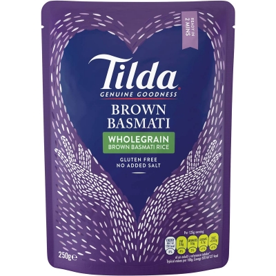 Tilda Steamed Rice Brown Basmati 250g