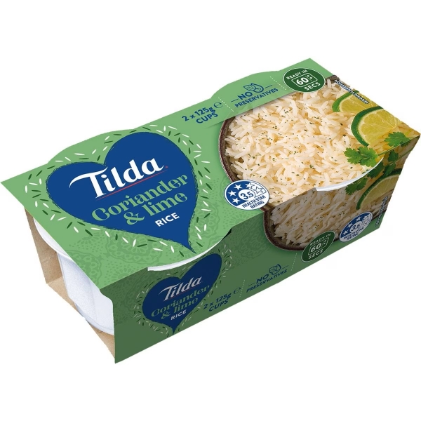 Tilda Rice Microwave Cup Coriander & Lime 2 x 125g