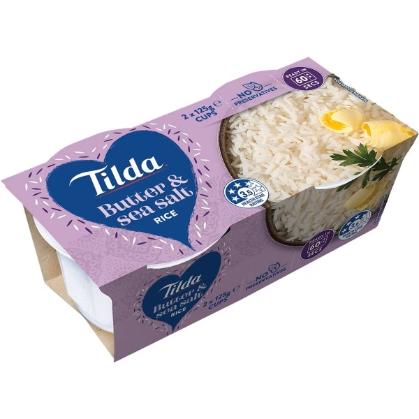 Tilda Rice Microwave Cup Butter & Sea Salt 2 x 125g