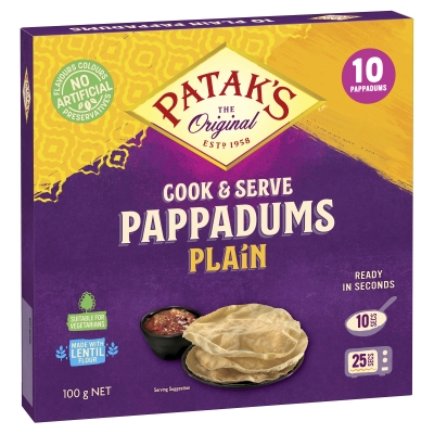 Patak's Pappadums Plain 10 Pack 100g