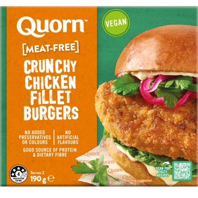 Quorn Vegan Meat Free Crunchy Chicken Fillet Burgers 190g