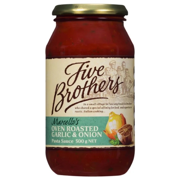 Five Brothers Pasta Sauce Roast Garlic & Onion 500g