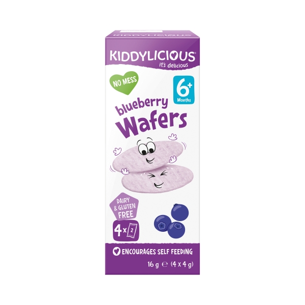 Kiddylicious Wafers Blueberry 6+ Months 4 Pack