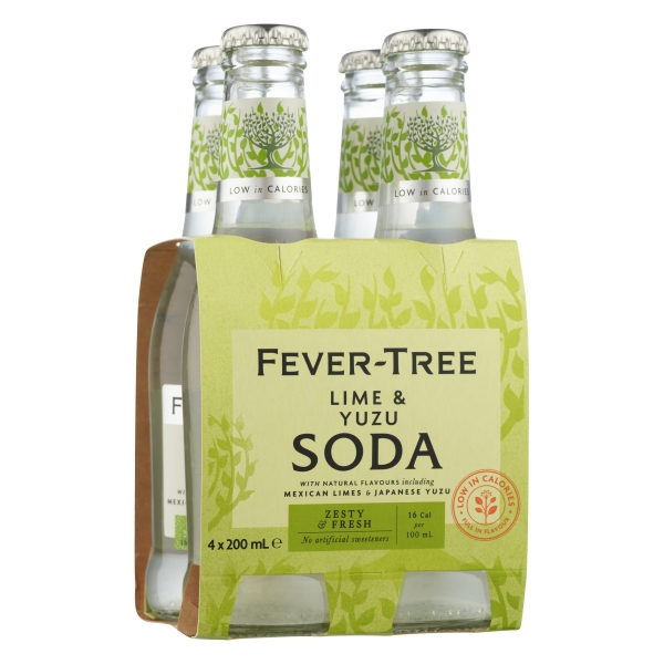 Fever Tree Soda Water Lime & Yuzu 4 x 200ml