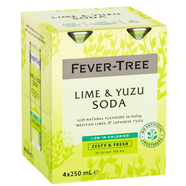 Fever Tree Lime & Yuzu Soda 4 x 250mL