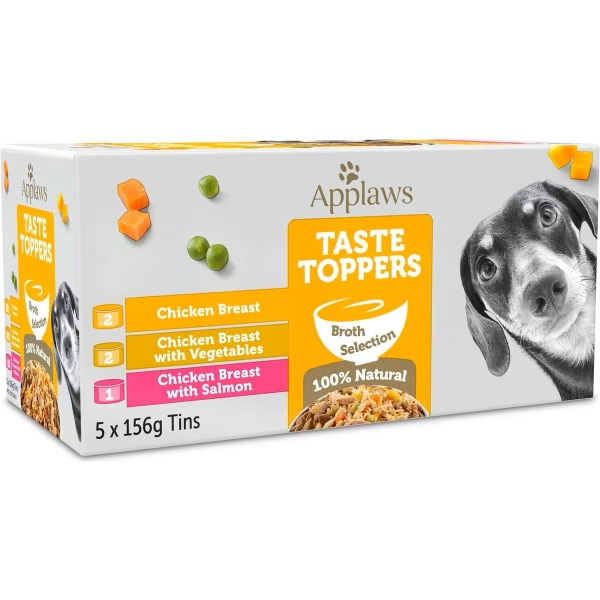 Applaws Dog Food Taste Toppers Chicken Selection In Broth 5 x 156g