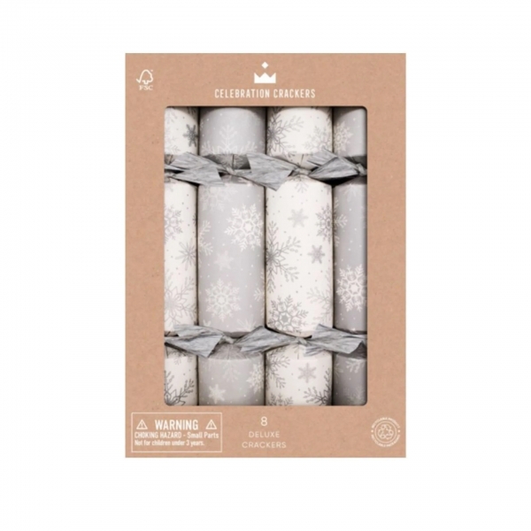 Celebration Crackers Bon Bons Silver Snowflake 8 Pack