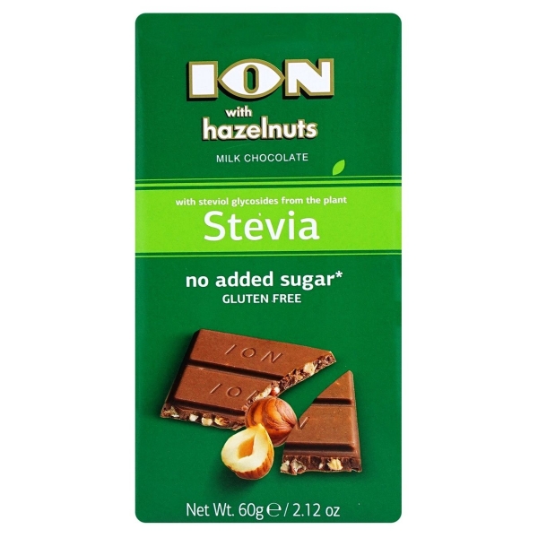 Ion Dark Chocolate Block Stevia Hazelnut 60g