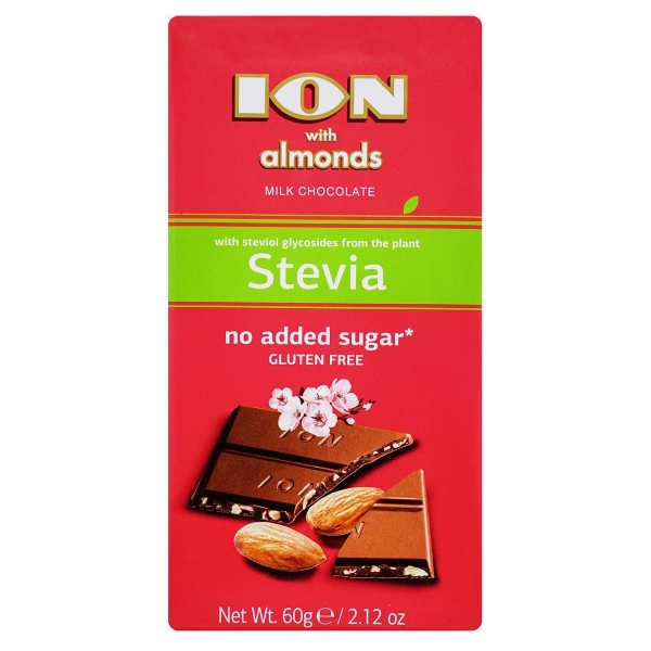 Ion Milk Chocolate Block Stevia Almond 60g