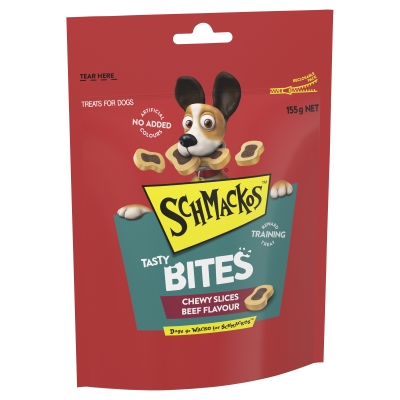 Schmackos Tasty Bites Chewy Slices Beef Flavour 155g