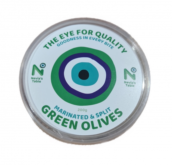 Nevia's Table Split Green Olives 200g