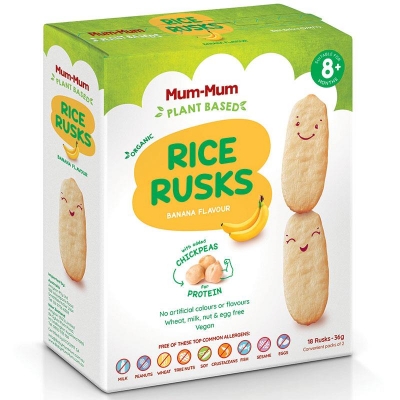 Mum-Mum Plant Based Organic Chick Pea Rice Rusks Banana 8 Month + 36g