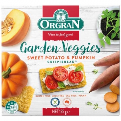 Orgran Crispbread Garden Veggies Sweet Potato & Pump 125g