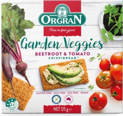 Orgran Crispbread Garden Veggies Beetroot & Tomato 125g