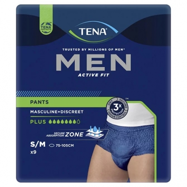 Tena Men Active Fit Pants Plus Small-Medium 9 Pack