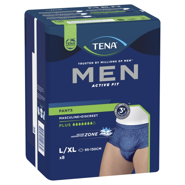 Tena Men Active Fit Pants Plus Navy L-XL 8 Pack