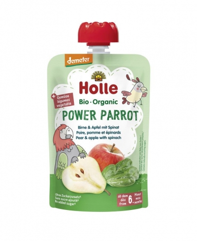 Holle Organic Pear & Apple With Spinach Pouch 6+ Months 100g